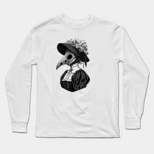 Black and White Gothic Plague Lady Long Sleeve T-Shirt